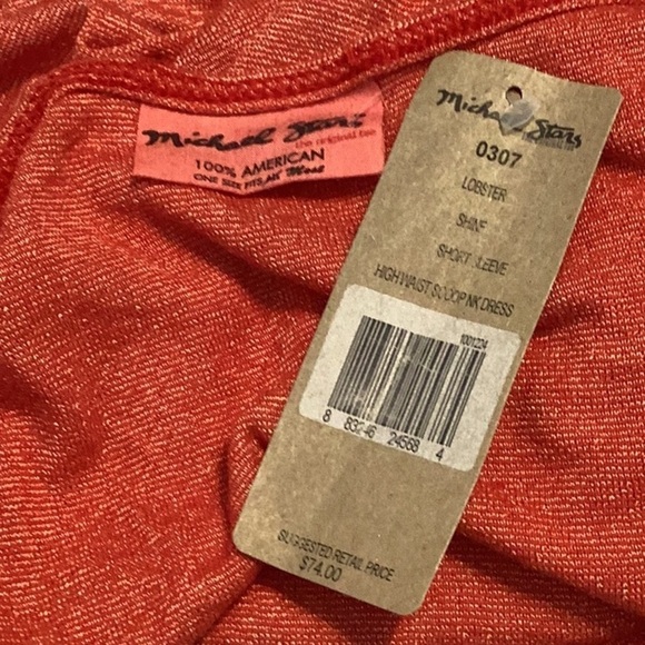 Michael Stars High Waist Scoop Neck Dress Size OS Lobster Shine - Picture 6 of 7